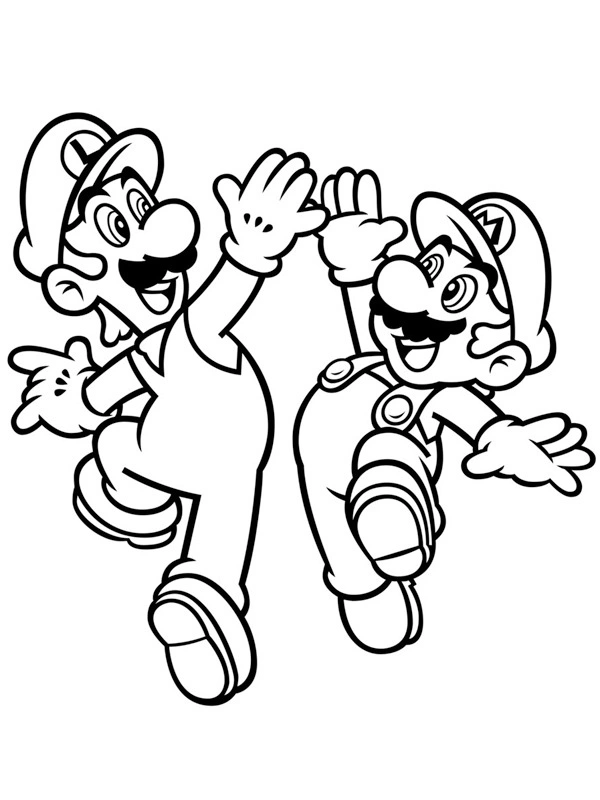 Kolorowanka Mario i Luigi przybijają sobie piątkę